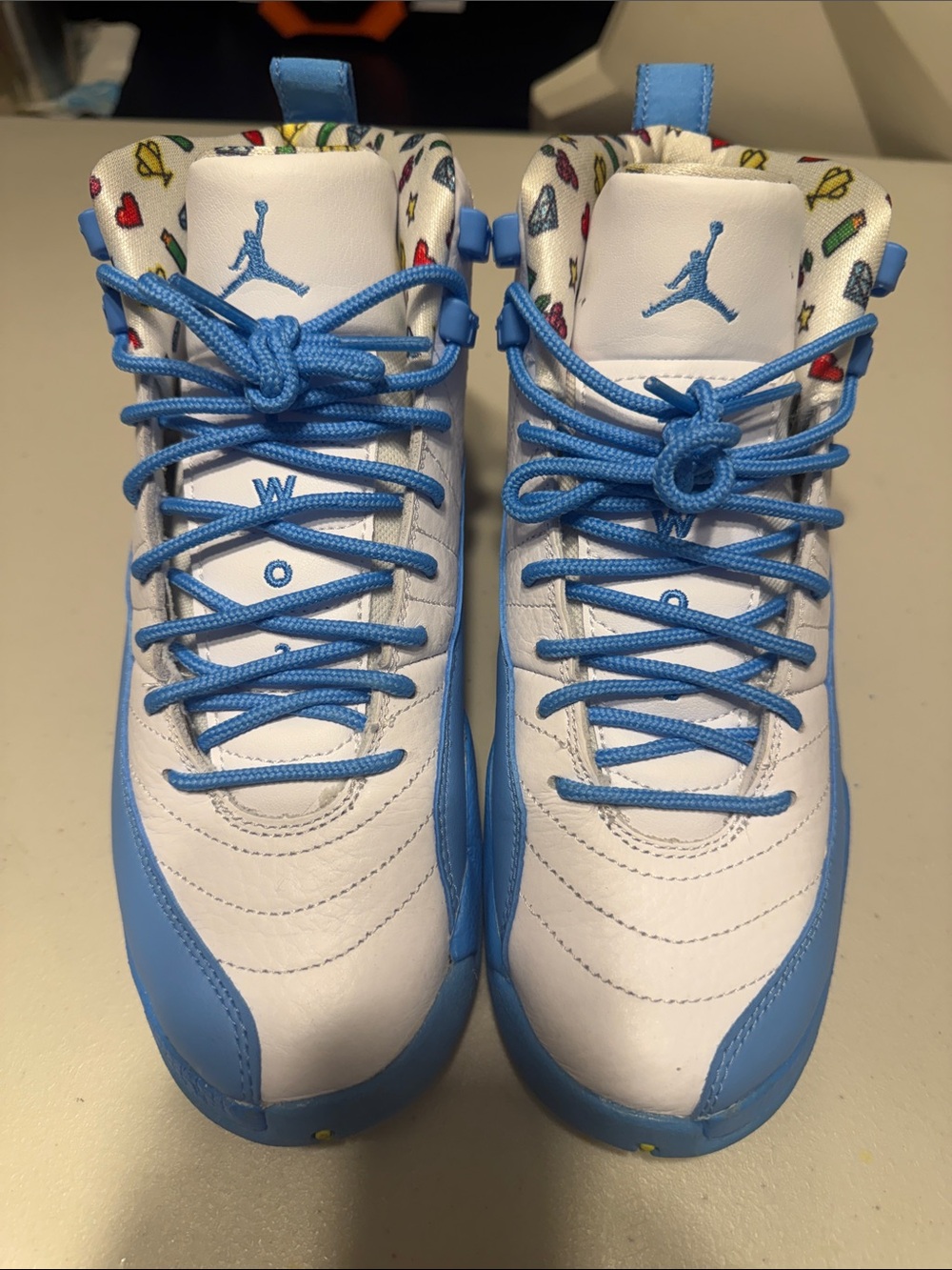 Jordan Kids White & University Blue High-Top Sneakers with Printed Lining